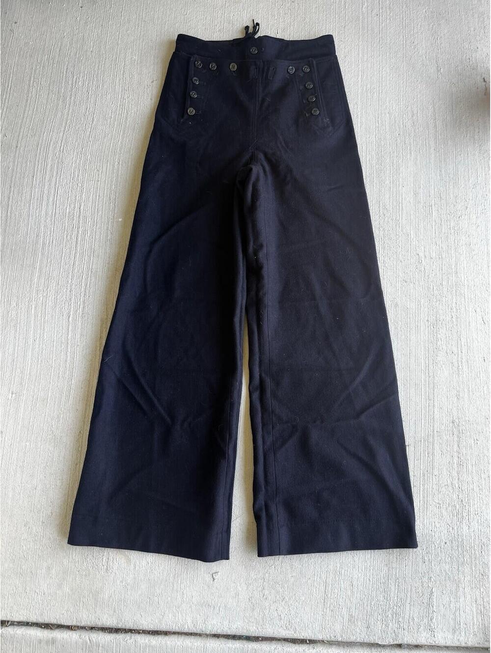 VTG 70s US Navy Sailor Pants Mens Wool Cracker Jack Bell Bottom Flare